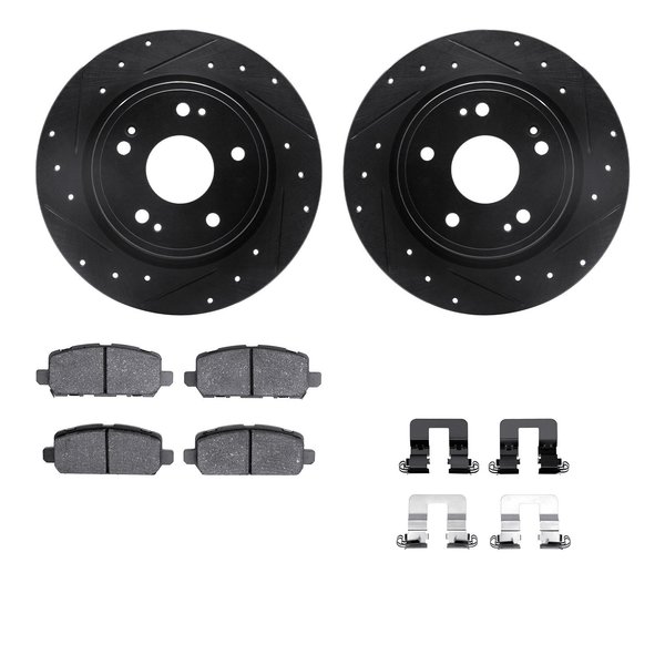 Dynamic Friction Co 8512-59105, Rotors-Drilled and Slotted-Black w/ 5000 Advanced Brake Pads incl. Hardware, Zinc Coated 8512-59105